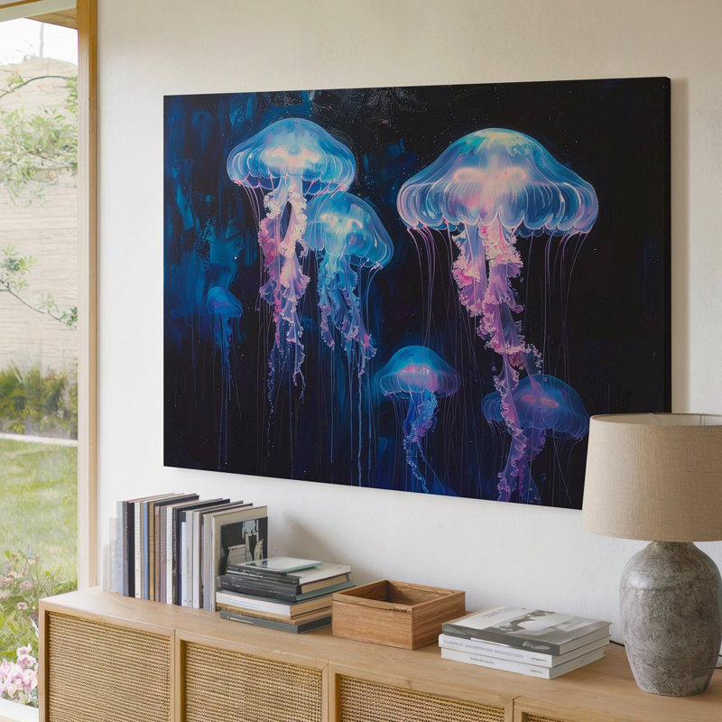 Art mural sur toile méduse éthérée, H 20 po x l 30 po