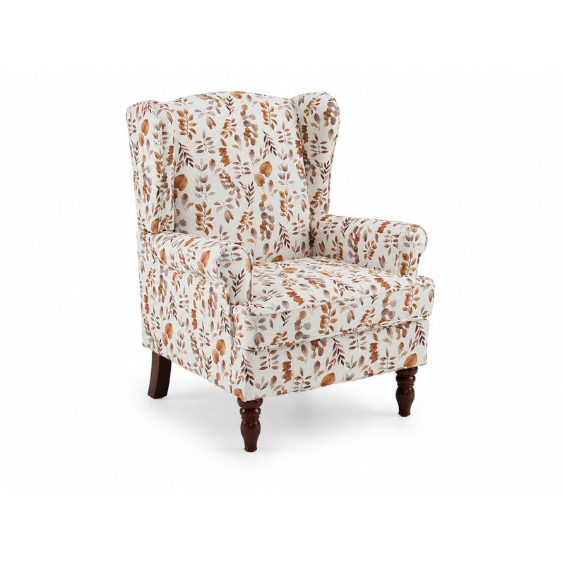 Fauteuil à oreilles, fauteuil d'appoint rétro, siège rembourré en tissu doux, petites chaises de chambre à coucher, petites chaises de chambre à coucher, fauteuil de salon rétro Vantage pour salon - structure en bois massif - rouge floral