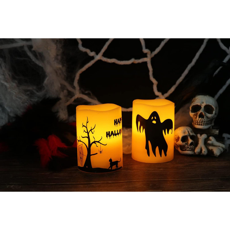 Paquet de 2 bougies DEL sans flamme à piles Halloween