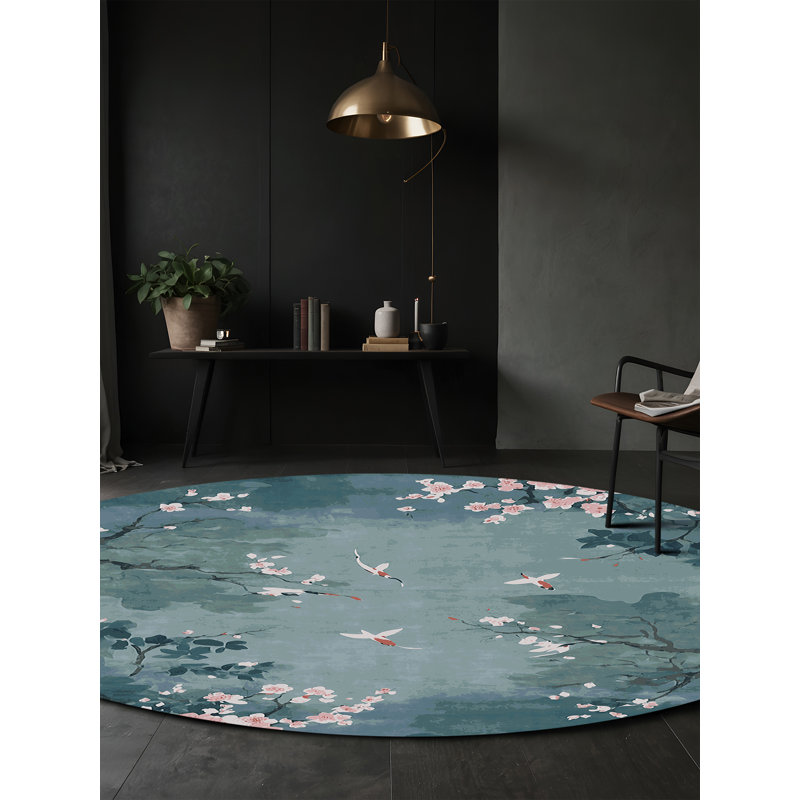 Tapis vert soyeux et moelleux, Rond 7 pi