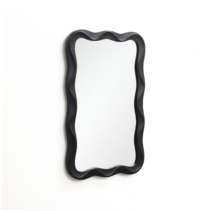 35.4'' H Modern Black Wavy Decorative Wall Mirror