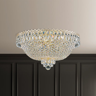 Camelot 6 Light 19.5in x 11in Flush Mount in Silver with Clear Optic Crystals