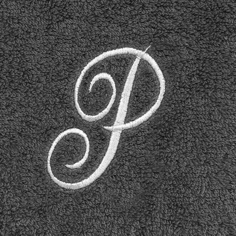 Winston Porter Granite/Silver Script Monogram Fingertip Towel Letter P