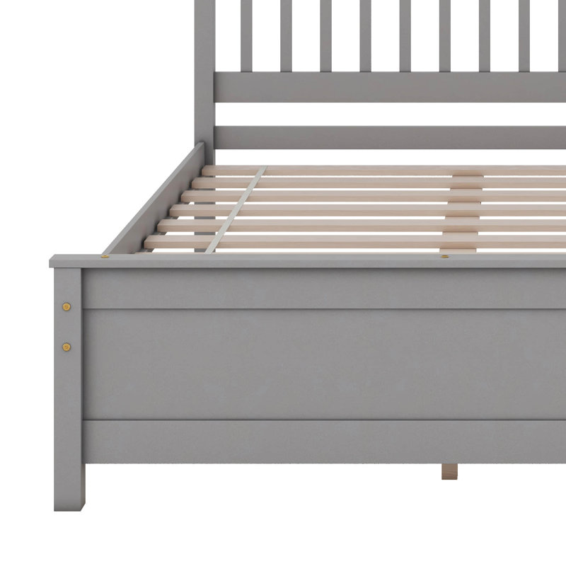 Lit avec tête et pied de lit, table de chevet incluse, gris, Double