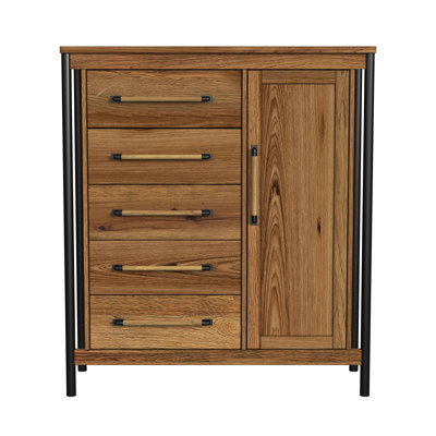 Commode 5 tiroirs en hévéa Magee