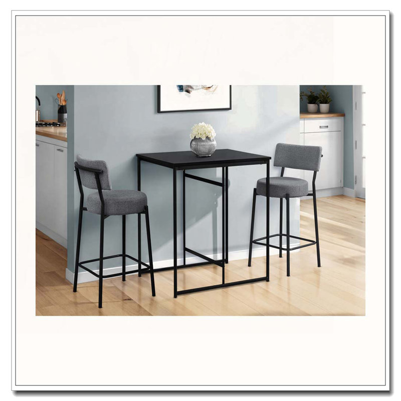 Barstool, Counter Height, Set Of 2,, Black