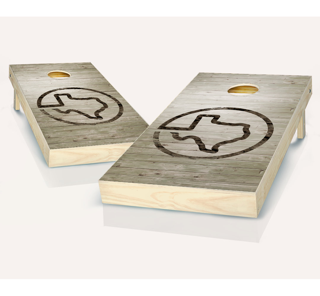2' x 4' Texas Branded Solid Wood Cornhole Set with Bags AJJ Cornhole 