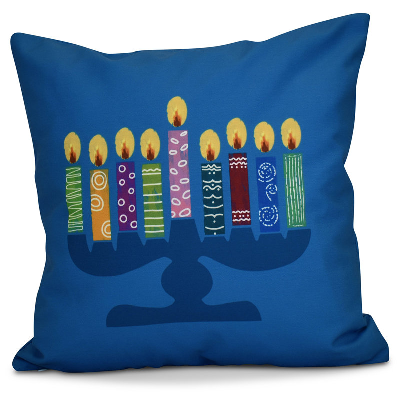 Coussin décoratif Hanoukka 2016, H 18 po x l 18 po x P 2 po, Bleu sarcelle