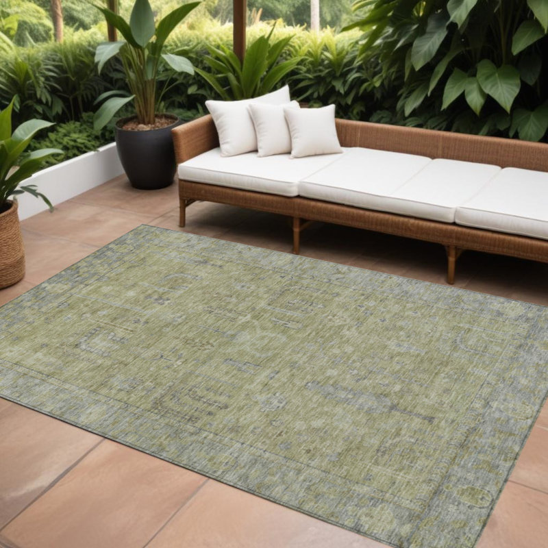 Tapis d'intérieur et d'extérieur lavable vert artichaut 9 pi x 12 pi artichaut