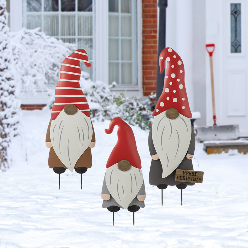 Ensemble de 3 piquets de Noël en métal