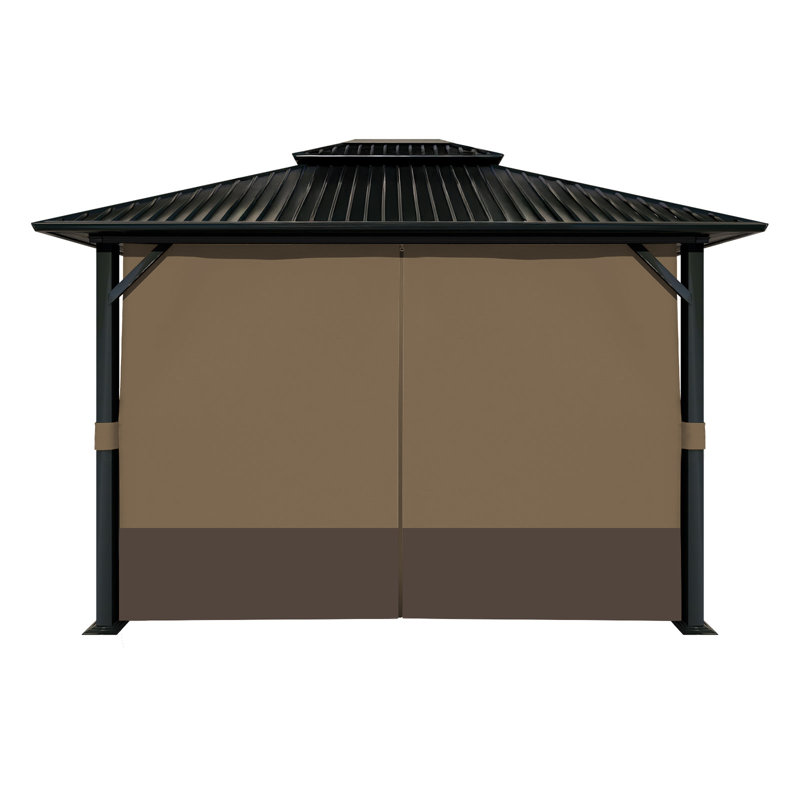 Aoodor Replacement 4-Panel Gazebo Sidewall Curtains, 82.7" H x 144" W x 192" D, Light Coffee and Coffee