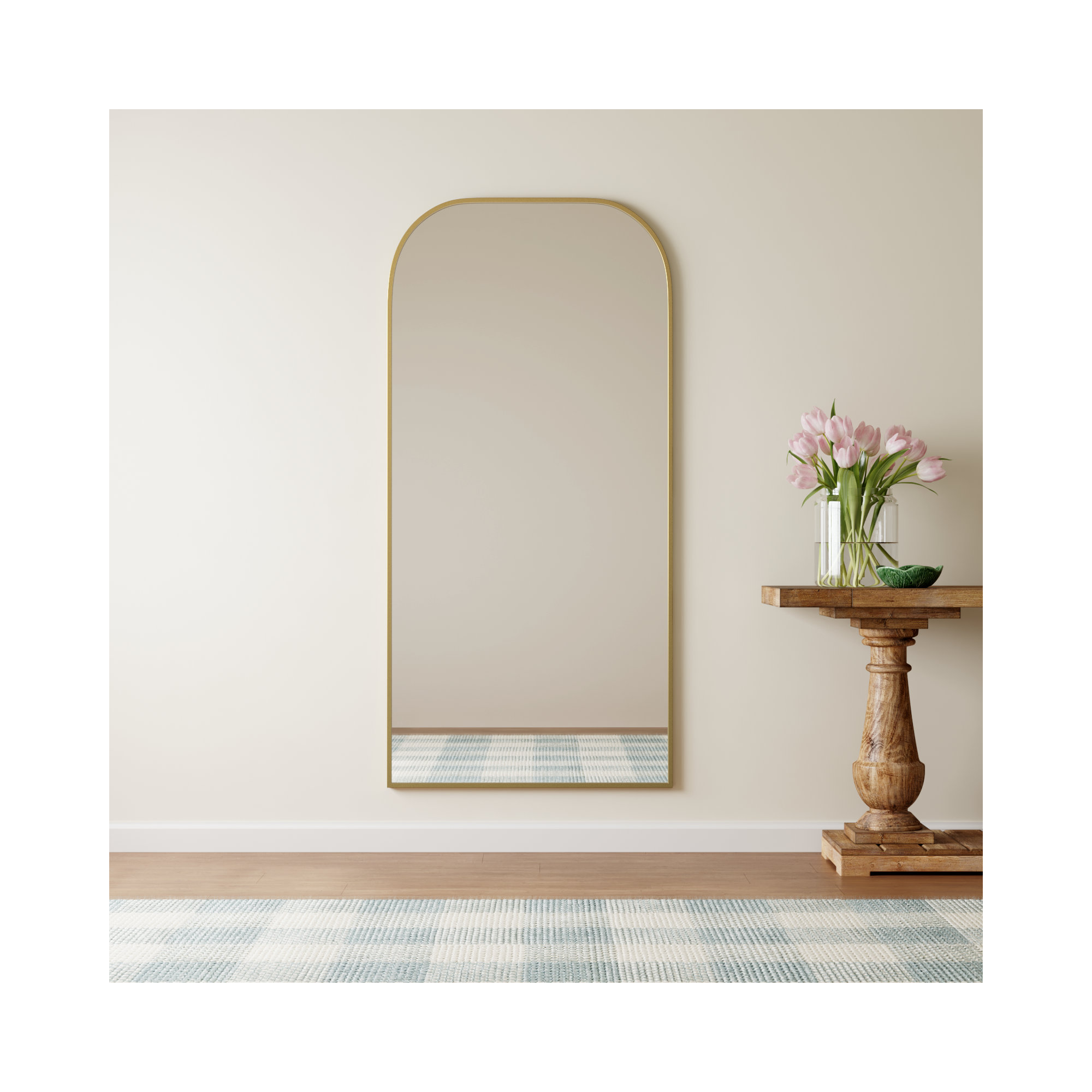 Sabine Metal Wide Arch Wall Mirror, Brass, 66" x 32"