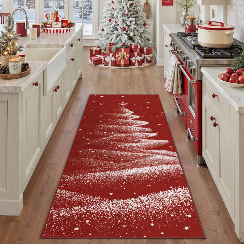 Tapis lavable avec tapis antidérapant Loly Christmas, Tapis de couloir 2 pi x 6 pi