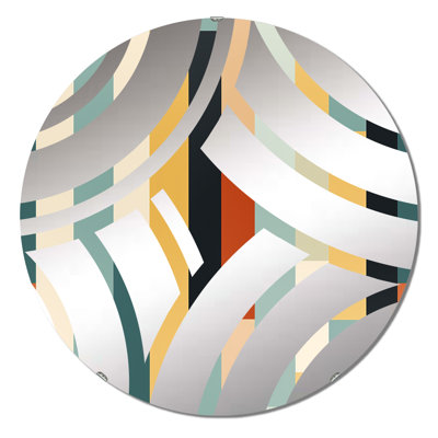 Motif de lignes rayées jaunes et vertes - Miroir décoratif