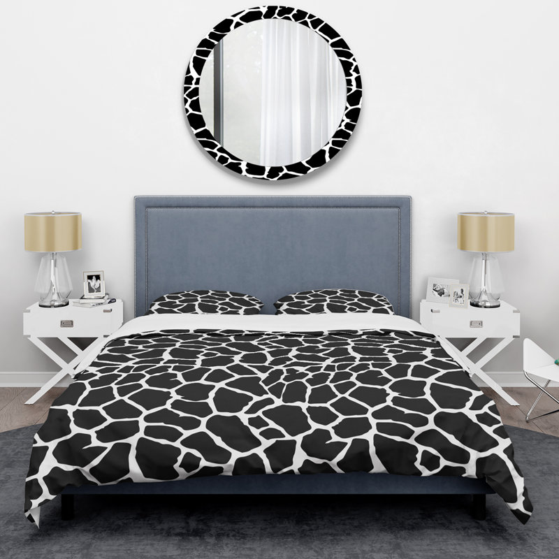 Ensemble de housse de couette en microfibre noir / blanc 3 pièces, Housse de couette pour très grand lit et 2 très