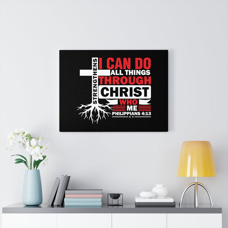 Strengthens Me Red Cross Philippians 4:13 - Wrapped Canvas Print, 61cm H x 76cm W