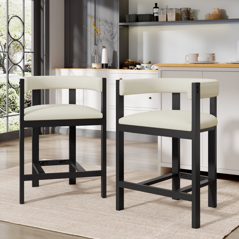 TABOURET DE COMPTOIR (ENSEMBLE DE 2), Beige, noir, Beige, noir, Beige, noir