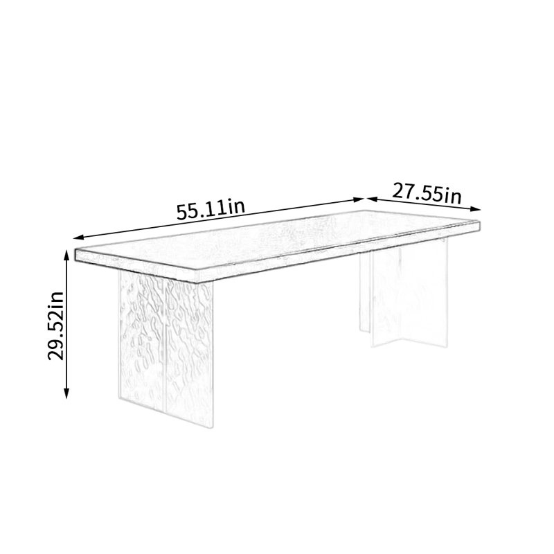 Ash Solid Wood Top Dining Table, 27.55" W x 55.11" L