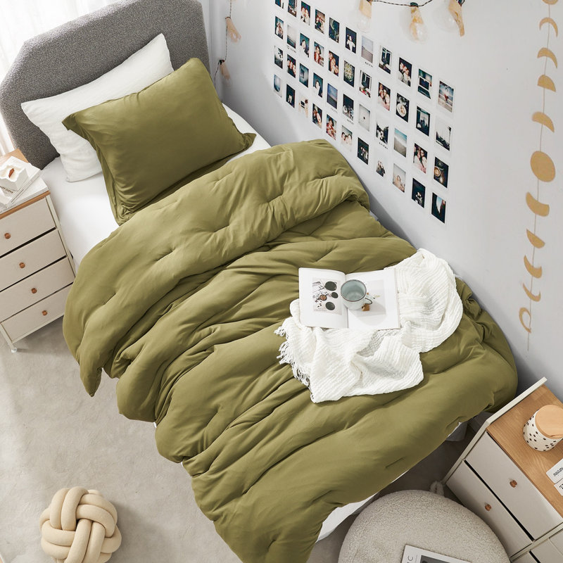 Ensemble d'édredon surdimensionné Summa, Vert, Édredon simple extra long + 1 taie décorative st