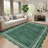 Scalloped Edge Area Rug 9' x 12' Low-Pile Stain-Resistant Fabric Non-Slip Backing Neutral Green Carpet for Living Room Bedroom and Nursery-913248240-913247242