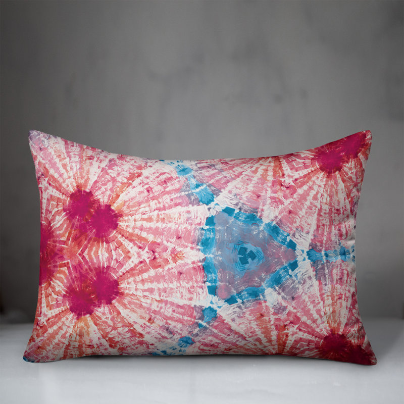 Abstract Outdoor Reversible Throw Pillow, Pink