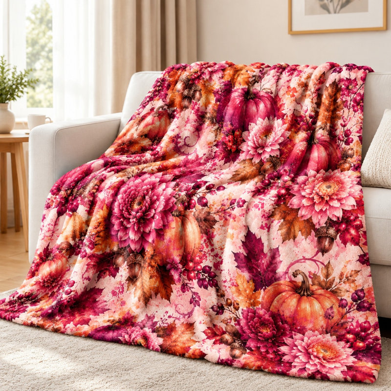 Couverture en molleton à imprimé citrouille d'automne, jeté moelleux et confortable pour canapé, canapé, chambre à coucher, décoration de salon, cadeau d'automne