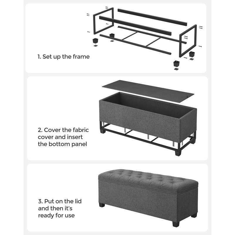 Steel Frame Storage Ottoman Bench