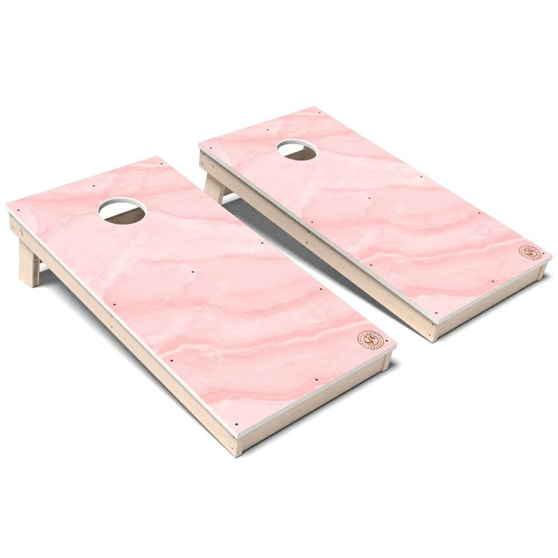 Ensemble de planches de cornhole en marbre rose toutes saisons, AUCUN accessoire