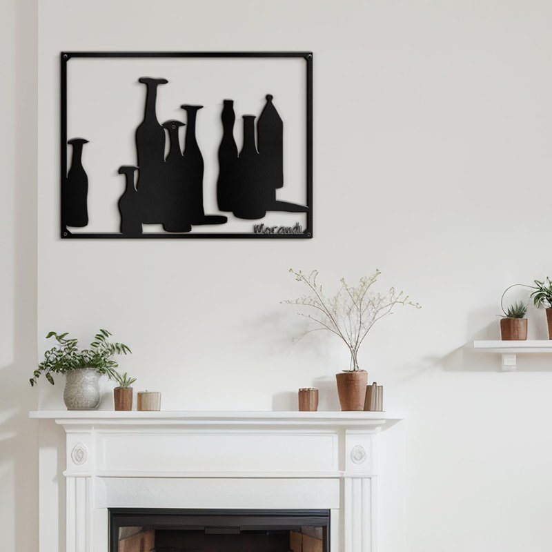 Décoration murale en métal, H 24 po x l 36 po x P 0,05 po, Noir