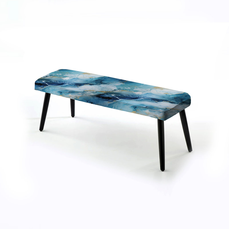 Banc rembourré en marbre Coastal Blue Elegant Marble Shore
