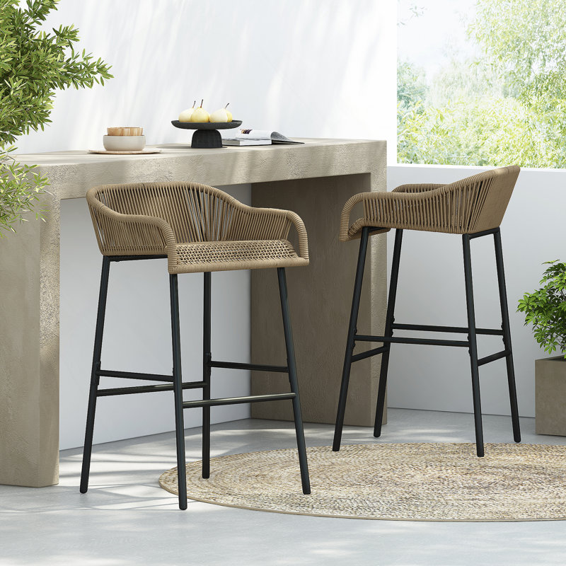 Ensemble de 2 tabourets de bar à pousser à l'extérieur