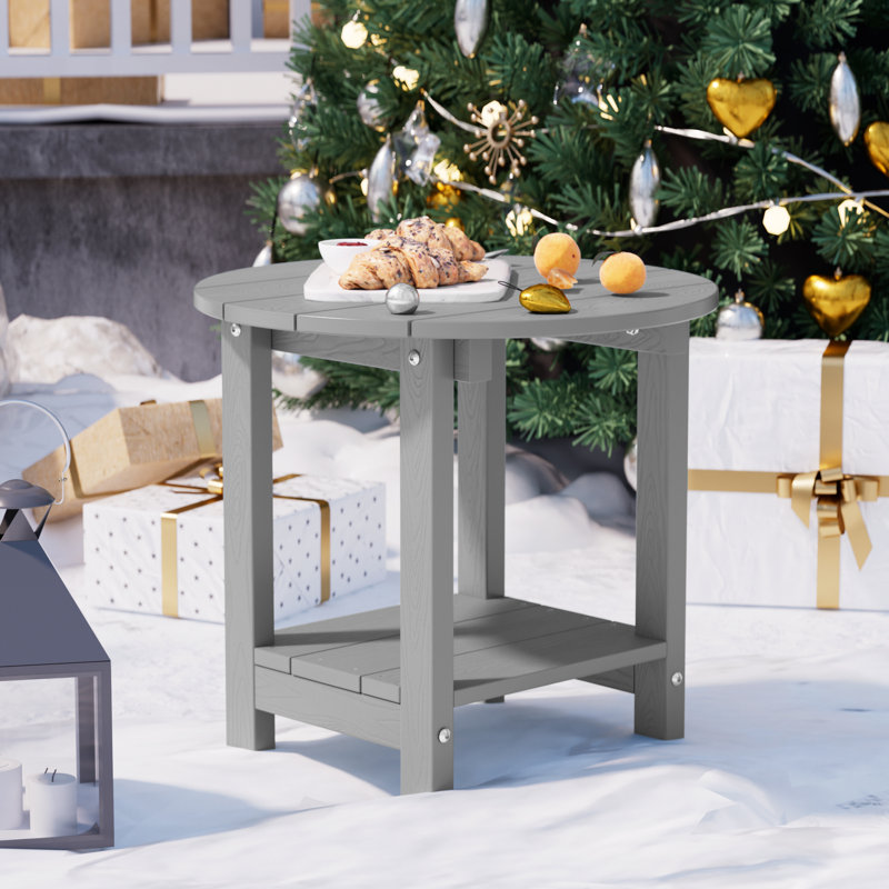 Table de bout ronde d'extérieur en plastique / résine Adirondack, Gris