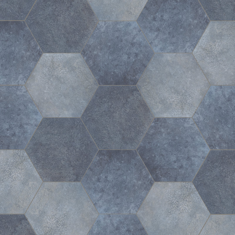 Heritage Hex 7" x 8" Porcelain Stone Look Wall & Floor Tile, Indigo