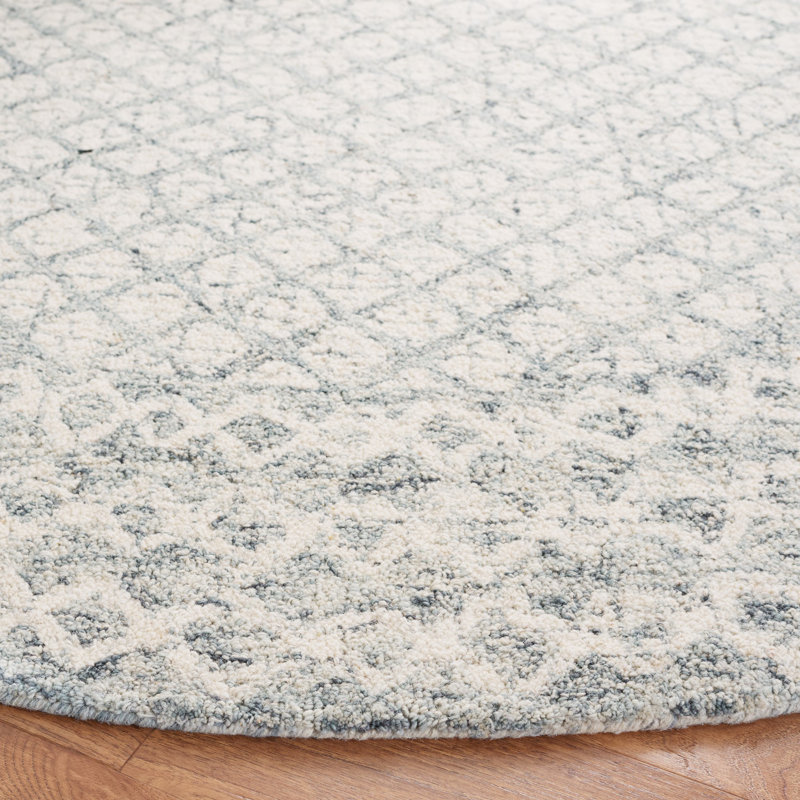 Tapis géométrique abstrait en laine touffeté à la main en coton, Rond 6 pi