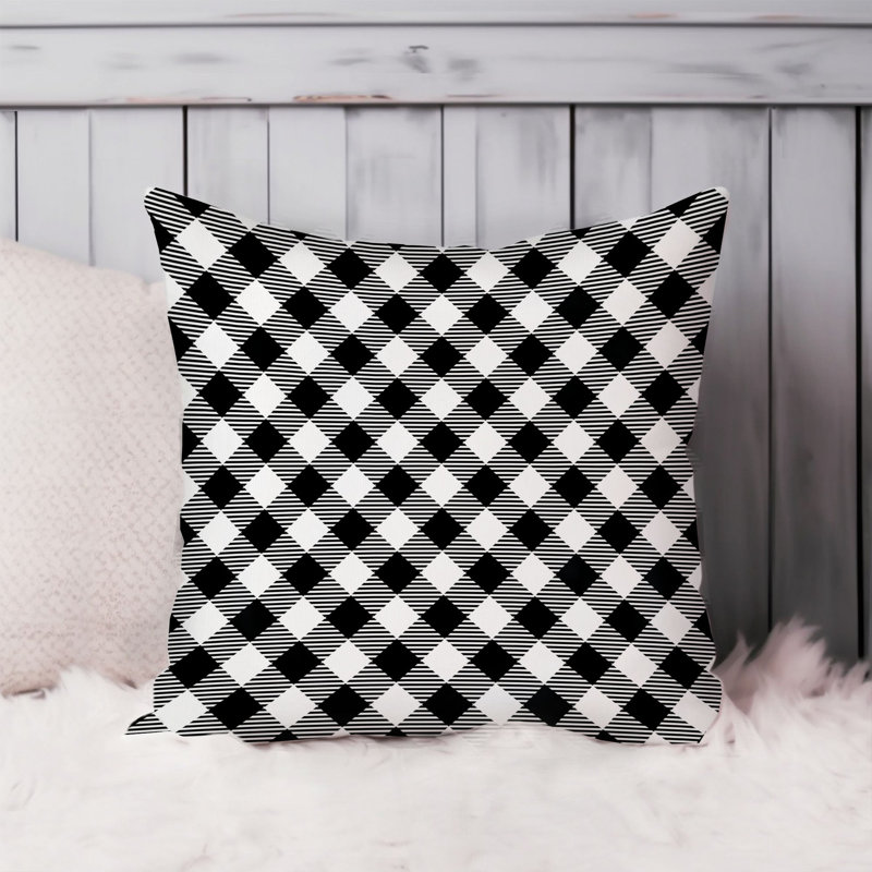 Abstract Black Gray Plaid Pattern I Modern, 20"H x 20"W