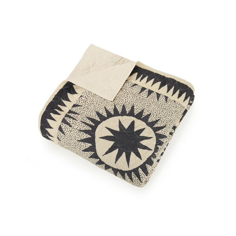 King Black Cotton Reversible Quilt Set