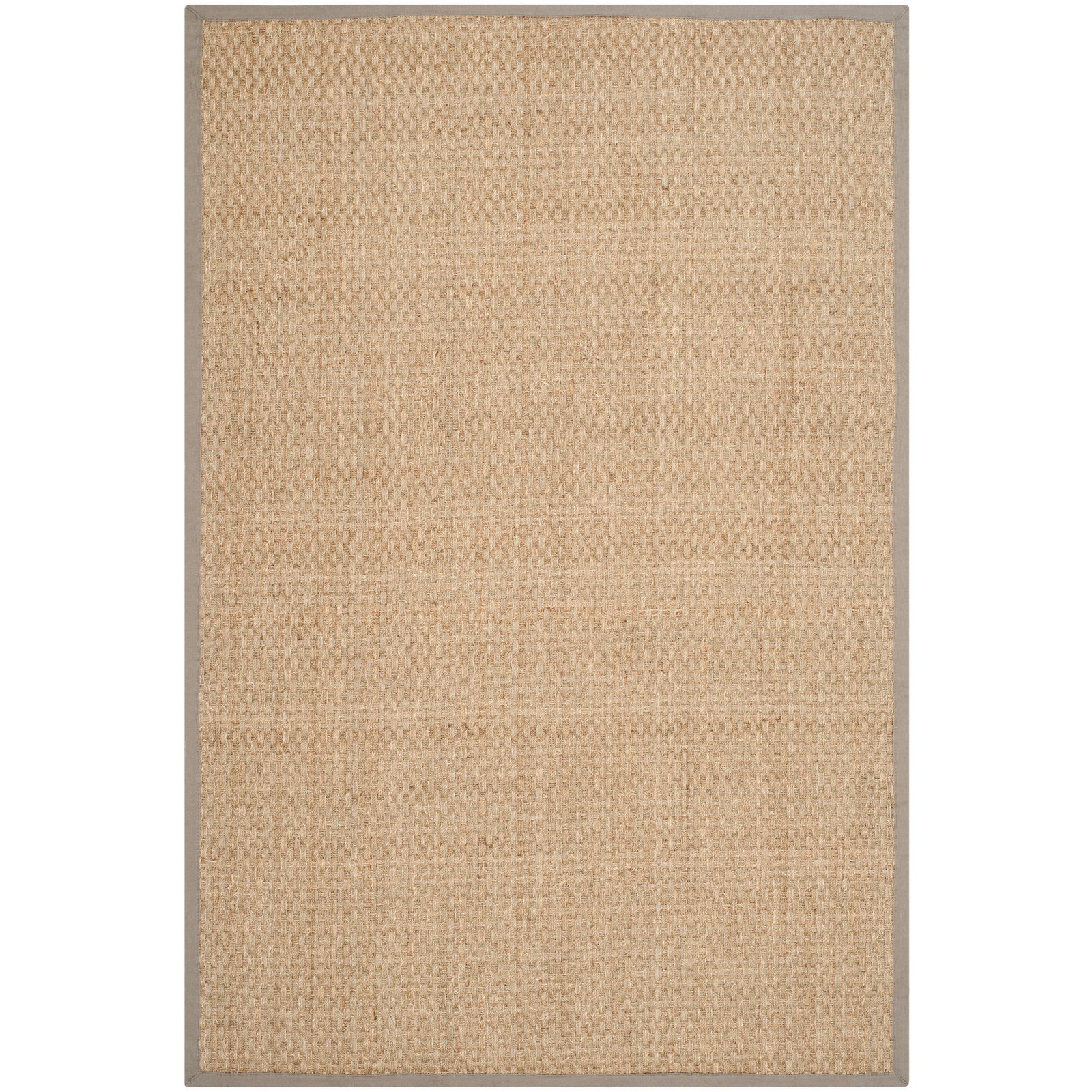 Auckland Bamboo Slat/Seagrass Natural/Gray Area Rug, Rectangle 5' x 8'