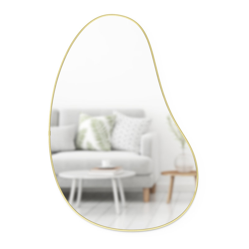 Pebble Hubba 24" x 36" Organic Shape Brass Wall Mirror