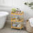 3-Tier Glass Utility Cart Rolling Metal Storage Organizer with Wheels-100824409