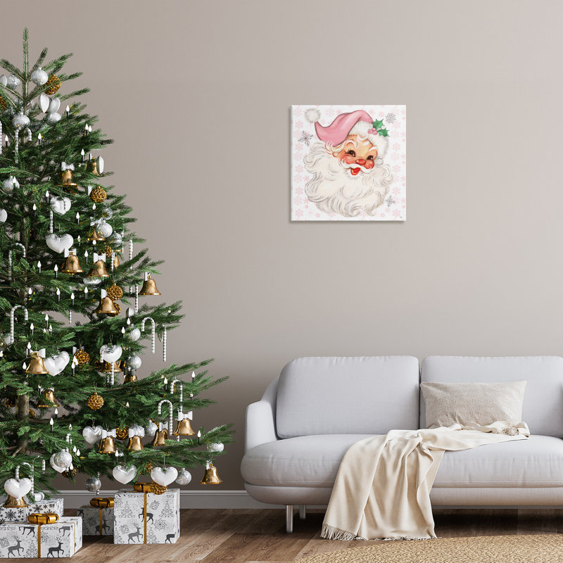 Toile pastel rétro Jolly Santa, design par Mollie B., H 24 po x l 24 po