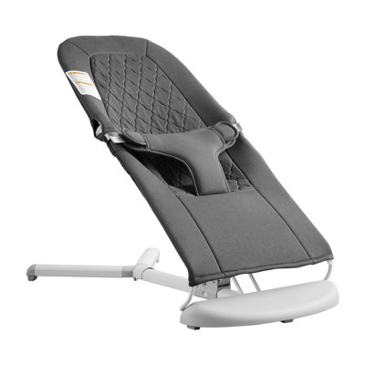 Baby Bouncer, Folding Bouncer Seat for Babies 0-9 Months, Newborn Bouncer Chair with 2 Reclining Angles & 3-Point Harness, Portable Infant Rocker with Carrying Bag for Indoor Outdoor, Dark Gray