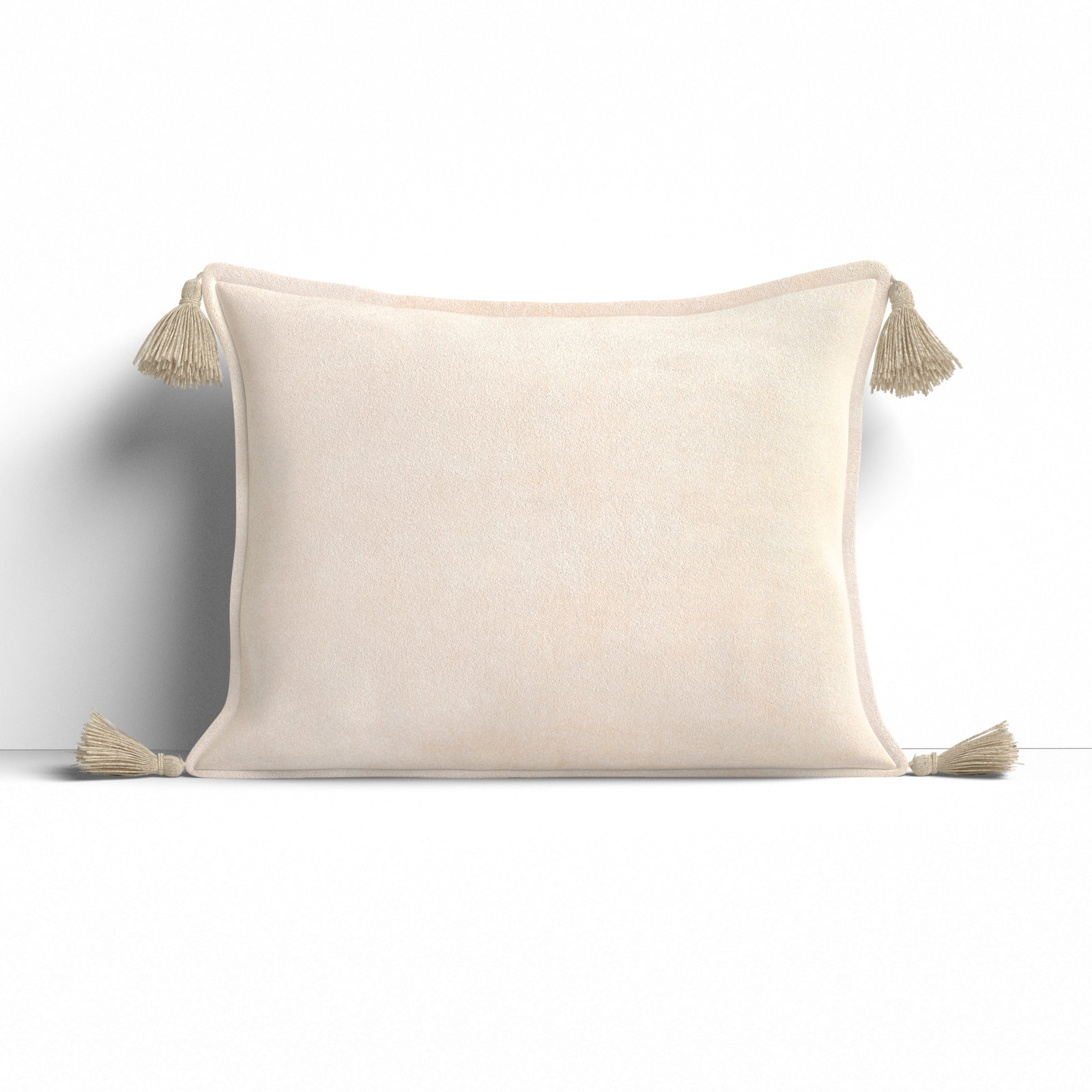 Norwin Tassels Cotton Lumbar Throw Pillow, Beige, Pillow Cover Only - No Insert