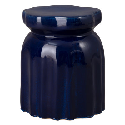 18 in. H Semiglossy Glaze Blue Round Ceramic Garden Stool