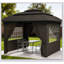 Élégant pavillon de jardin à double toit avec rideaux de protection contre les rayons UV et fenêtres d'églises, parfait pour les rassemblements extérieurs et les loisirs