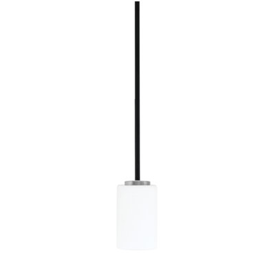 Mini-luminaire suspendu 1 lumière Amarmula, fini noir mat et graphite, verre mousseline blanc 4 po
