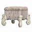Tabouret de meuble-lavabo pour chambre à coucher avec coussin élégant et bordure rectangulaire en tissu