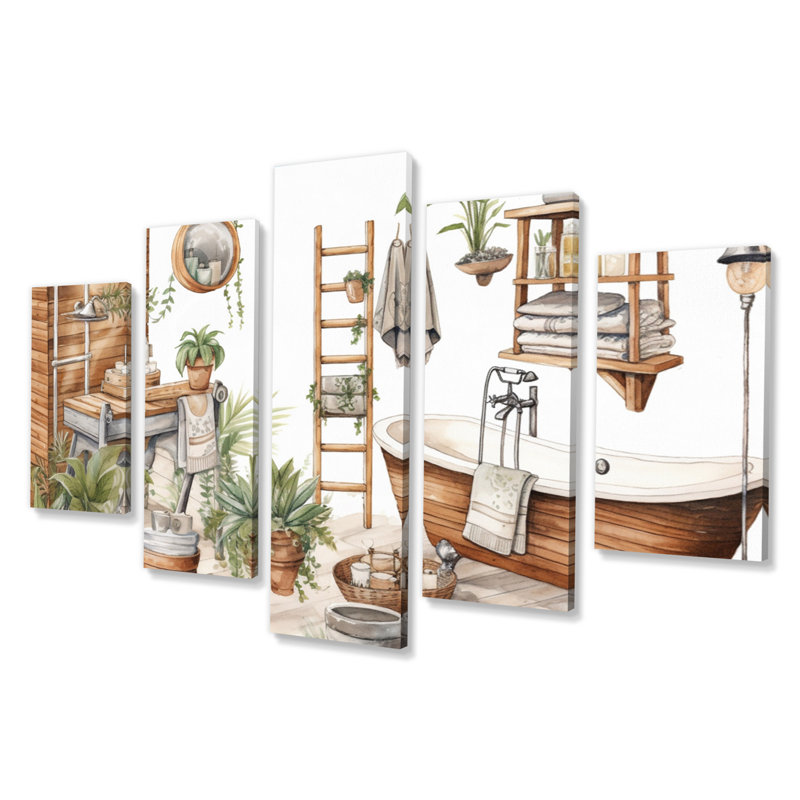 «Natural Bathroom Decor», reproduction d'art mural pour salle de bain, 5 panneaux