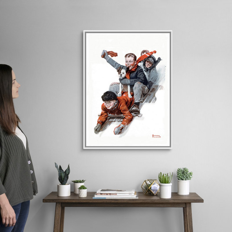 Art mural sur toile Norman Rockwell, Cadre flottant blanc, H 34 po x l 26 po x P 1,75 po