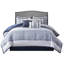Édredon bleu marine élégant - 7 pièces comprenant un édredon, des taies décoratives, des coussins décoratifs et une jupe de lit pour une literie de luxe avec rembourrage