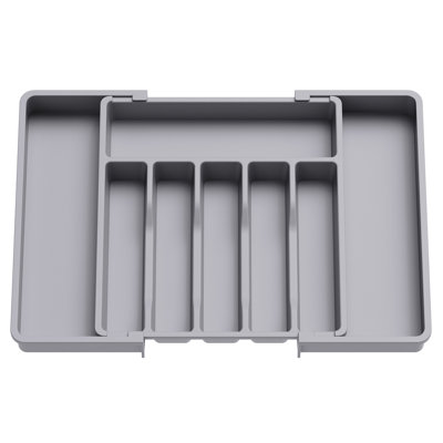 Silverware Drawer Organizer, Expandable Utensil Tray For Kitchen, Bpa Free Flatware And Cutlery Holder, Adjustable Plastic Storage For Spoons Forks Knives, Large, Grey